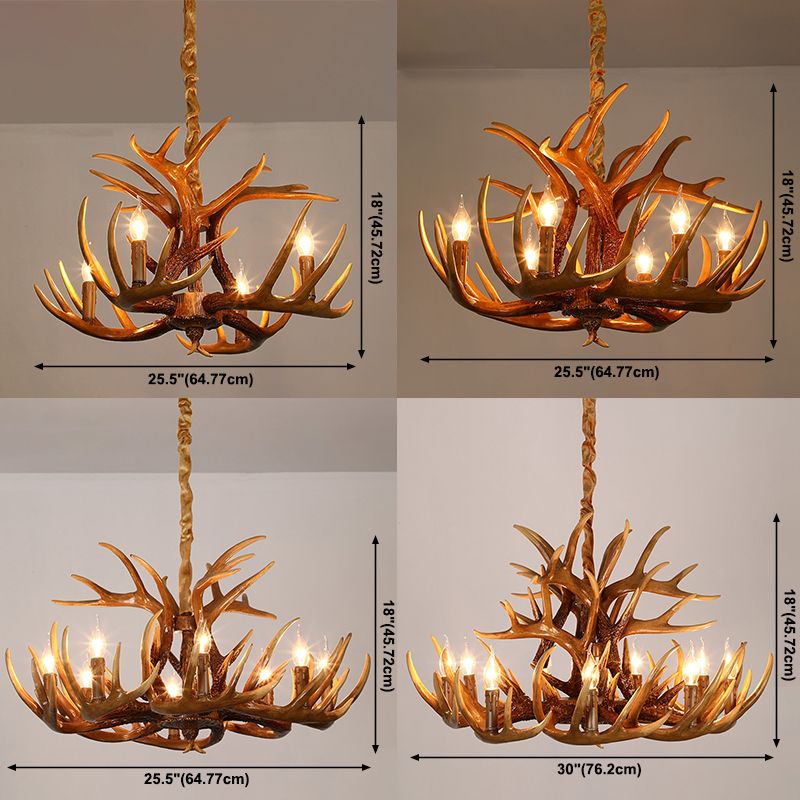 Rustic Antler Chandelier Light Fixtures Multi-Head Chandelier Pendant Lamp for Restaurant