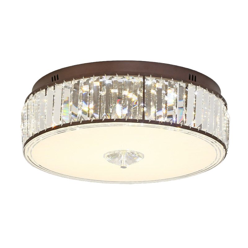 Lampada da soffitto a incasso a tamburo trasparente con montaggio a incasso a LED, in stile contemporaneo, per camera da letto in cristallo, larghezza 19,5"/23,5"