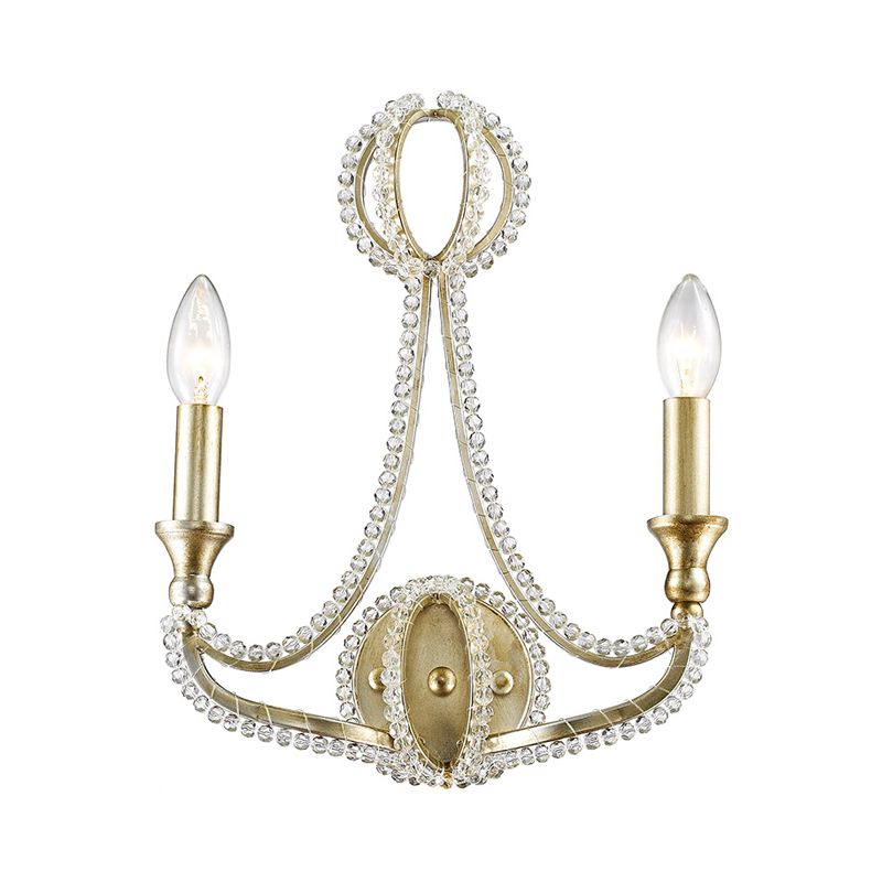 2 lichten Wall Lamp Traditionele stijl Candelabra Metal SCONCE Licht in goud voor woonkamer