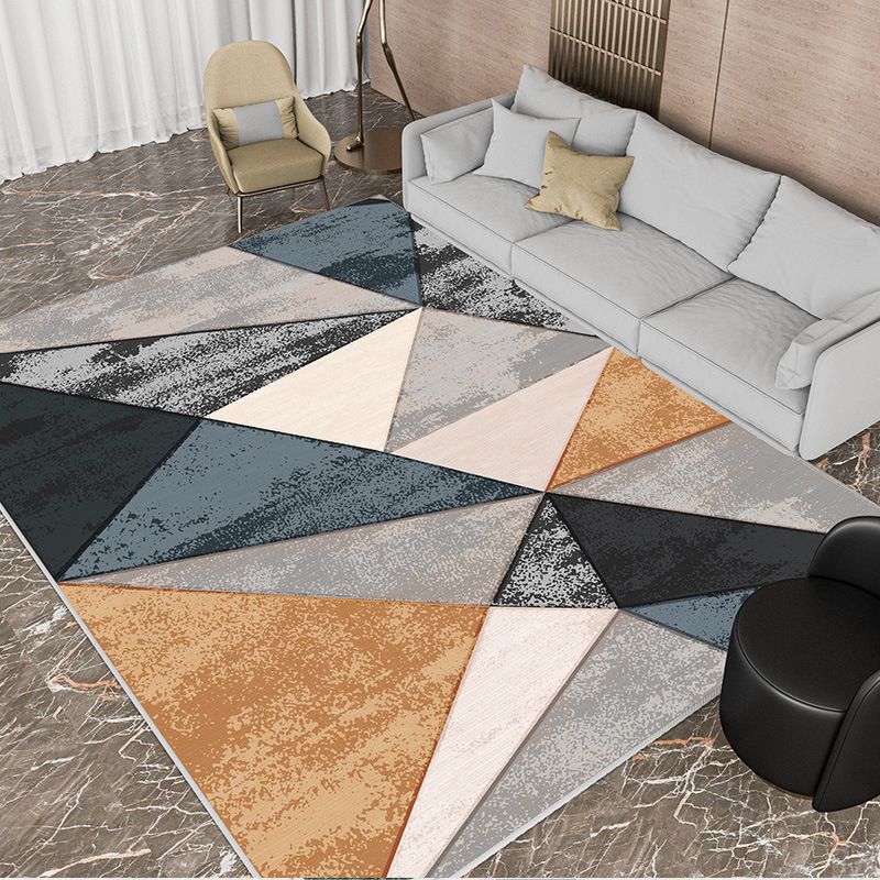 Gold Modern Rug Polyester Abstract Pattern Rug Non-Slip Backing Rug for Home Decor