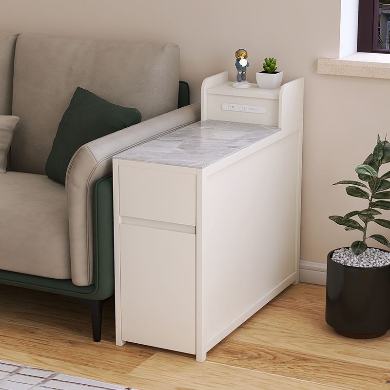 Rectangular Wood Side Table Contemporary End Table with Storage for Living Room