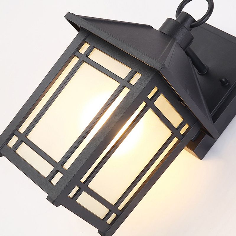 Geometric Shape Glass Wall Mount Light Industrial Style 1-Light Wall Light Sconce in Black