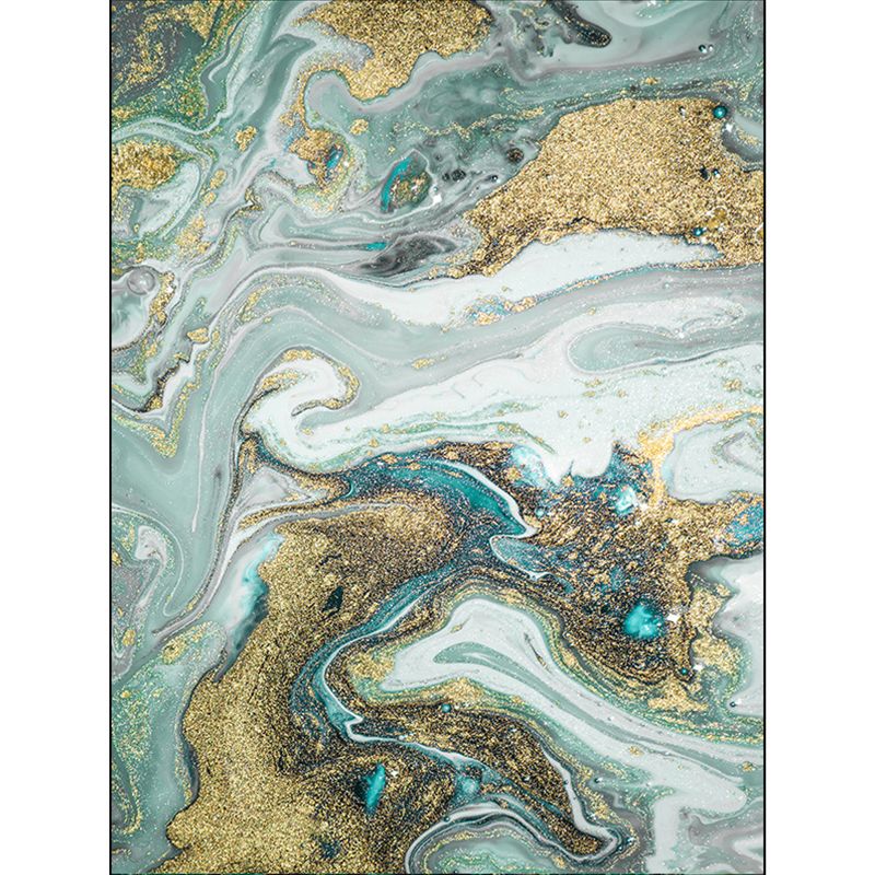 Green Living Room Rug Modern Abstract Rug Polyester Anti-Slip Backing Washable Pet Friendly Area Rug