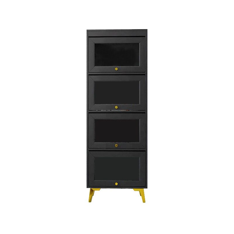 Modern 11.81" W Wooden Side Cabinet with Glass Doors in Black
