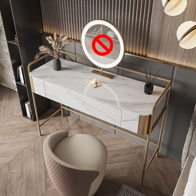 1 Storage Drawer Make-up Vanity Metal and Stone Dressing Table