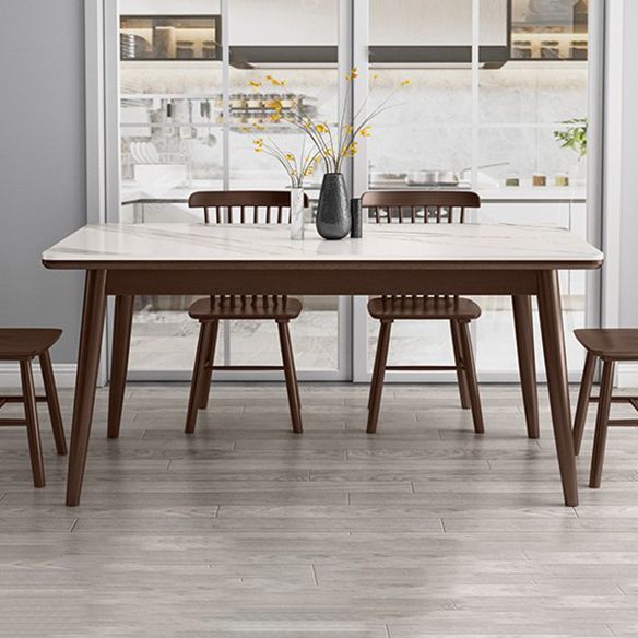 Contemporary Sintered Stone Top Standard Dining Set White for Kitchen Dining Set with 4 Legs Table