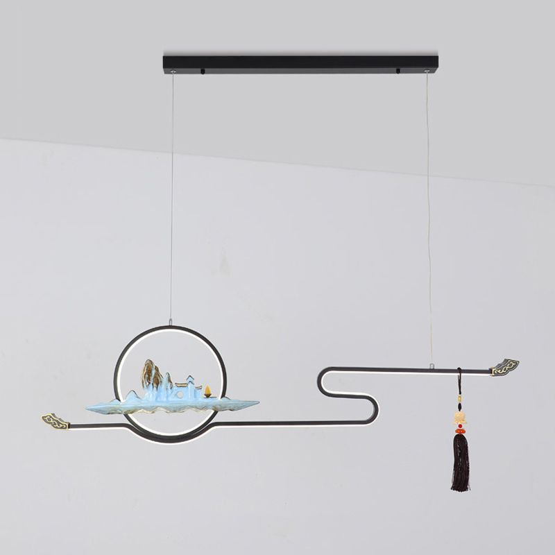 Accesorios de iluminación colgante lineal de 2 luces luces colgantes de sala de té modernas con sombra de metal