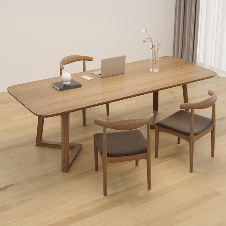 Modern 1/2/4 Pieces Rectangle Dining Set Solid Wood Dining Table with Wooden Chairs