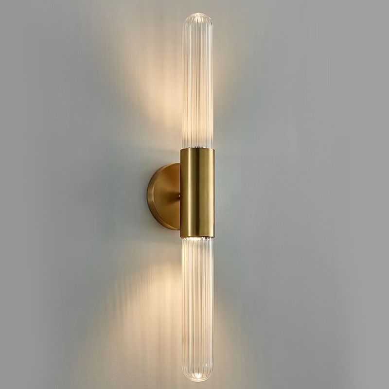 2-Light Golden Wall Mounted Sconce LED Glass Wall Light for Living Room