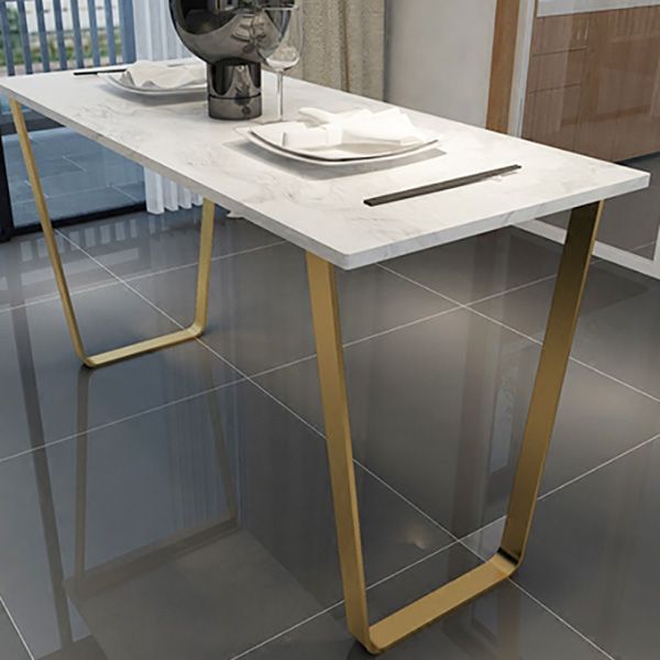 Glam Indoor Bar Dining Table White Marble Rectangle Counter Table