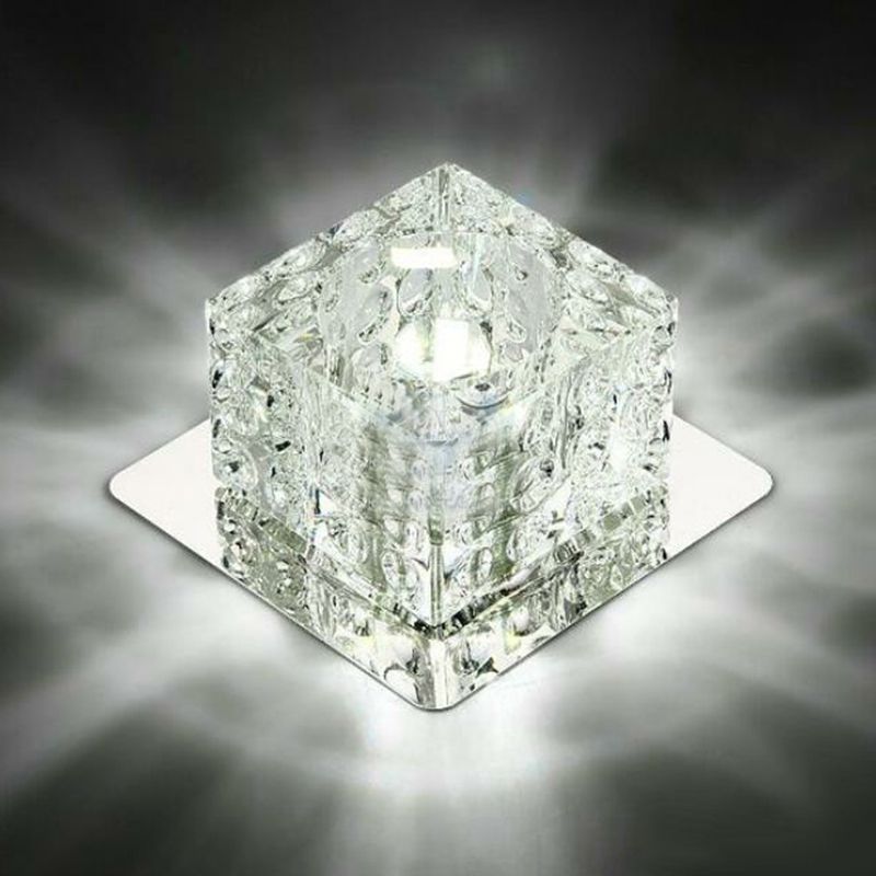 Squared Forme Entryway Flush Mount Lighting Crystal Minimalist DEL Flush Mount Fixture in Clear