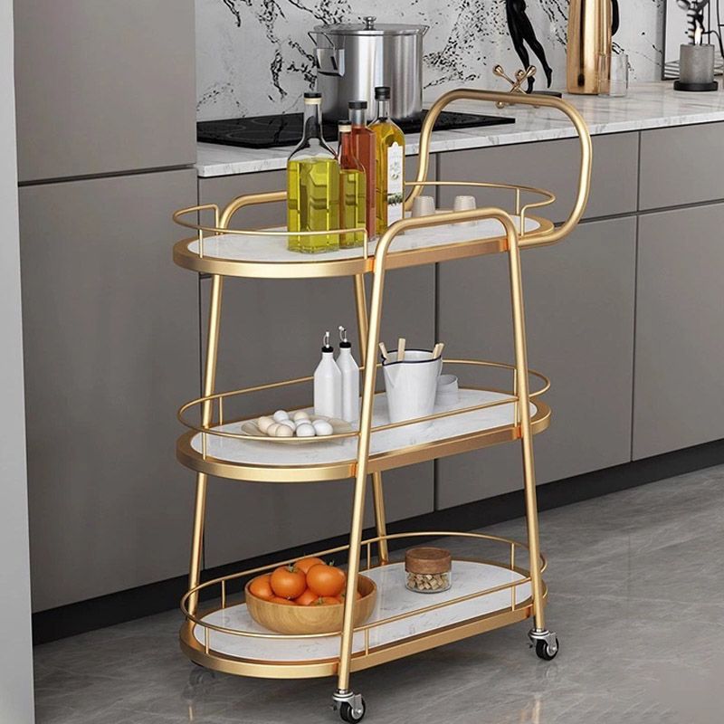 Modern Kitchen Trolley Open Storage Home Dining Rolling Prep Table