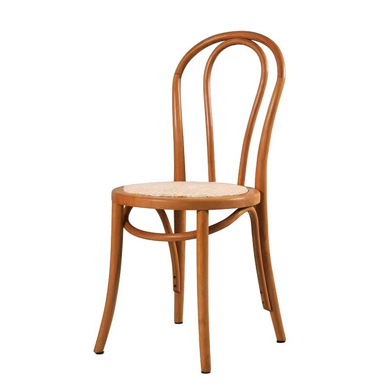 Tropische stijl hout dineren armloze stoel rattan patio eetstoel stoel