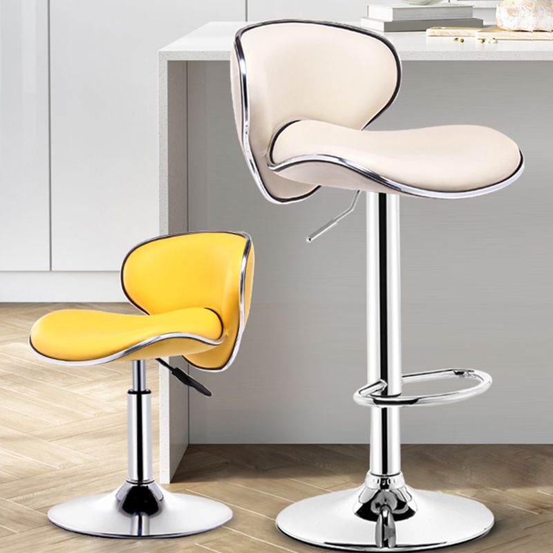 Modern Rotatable Backrest Counter Stool Steel Cashier Bar Stool with Leather Cushion