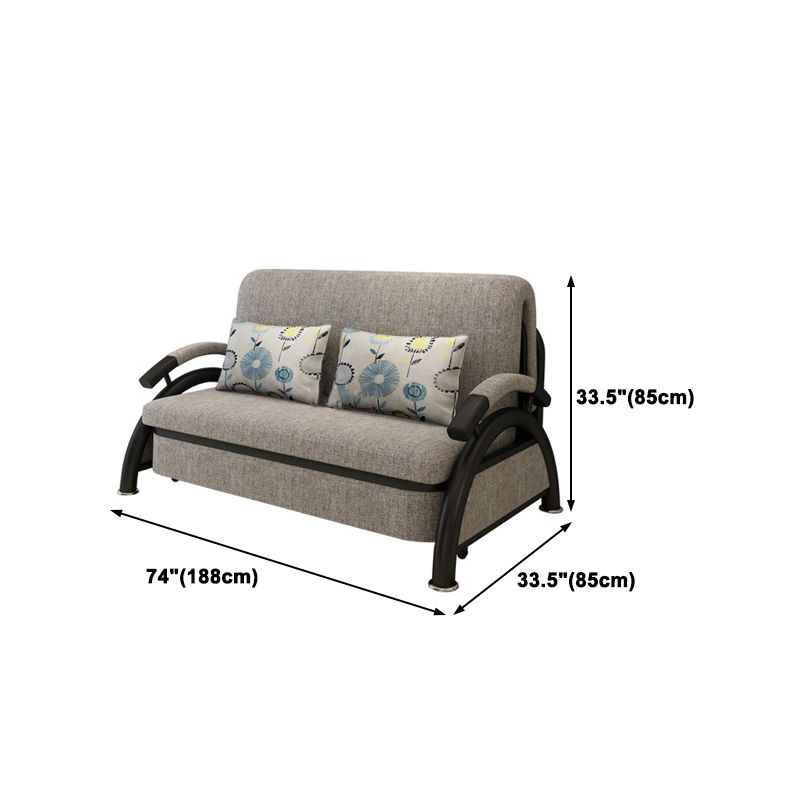 Contemporary Round Arm Cotton Blend Slipcovered Sofa with Bed