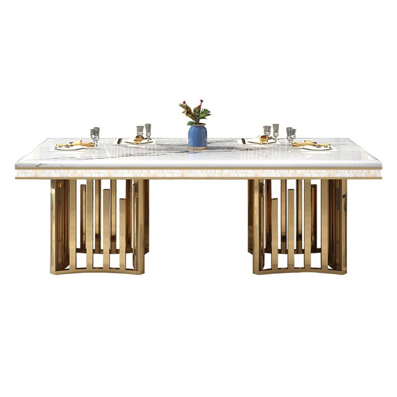 Glam Faux Marble Dining Table Dining Rectangle Table with Metal Legs for Home
