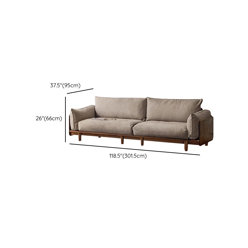 Standard Solid Wood Square Arm Sofa with Cushions Back for Living Room
