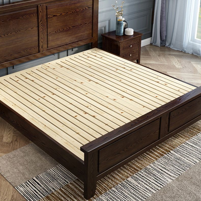 Ash Standard Bed Mid-Century Modern Bed Frame with Headboard