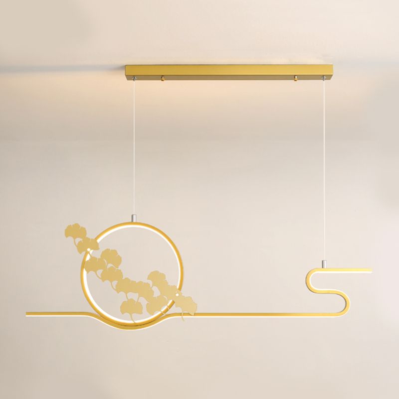 Luces de isla de forma lineal Estilo moderno Metal dos luces colgantes de luz