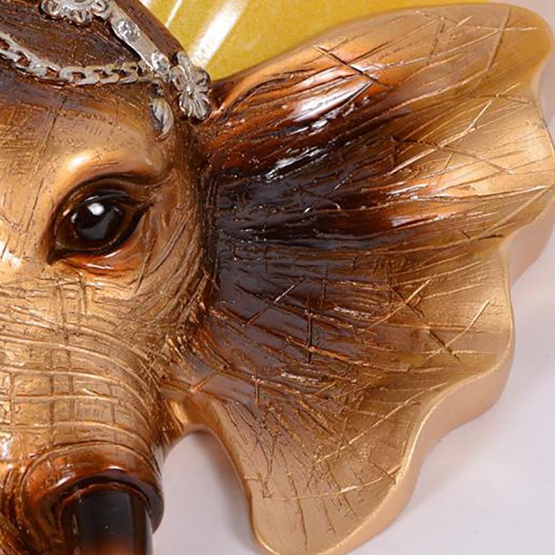 1 Kopfwandhalterung Lampe Vintage Style Schüssel gelbe Glas Leuchte Leuchte mit goldenem Elefantendesign