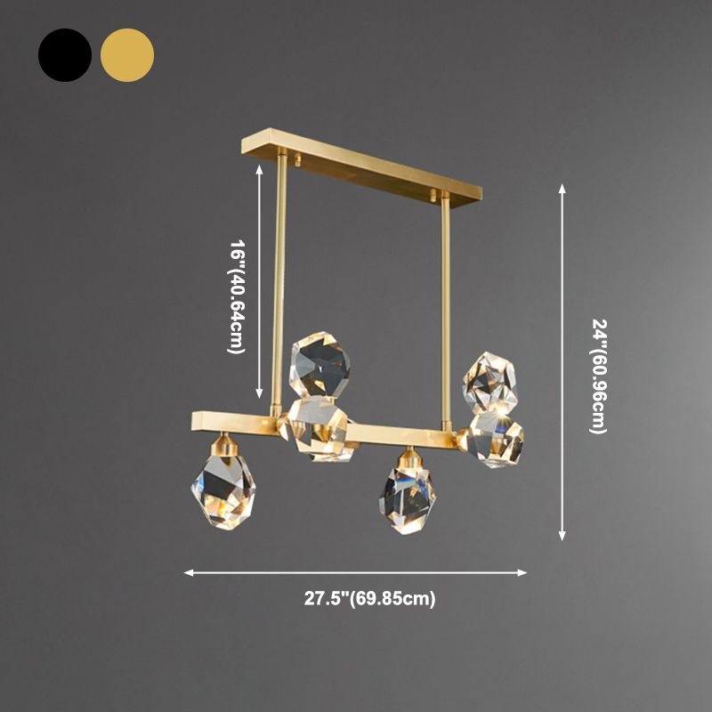 Multi-Light Island Lighting Modern Style Geometric Shape Crystal Hanging Lights