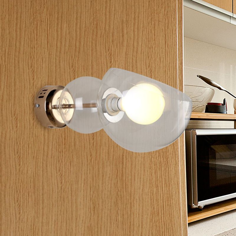 1 lampe murale de la tête de la tête de la tête Postmoderne en laiton Murce Light avec une nuance en verre transparent / ambre