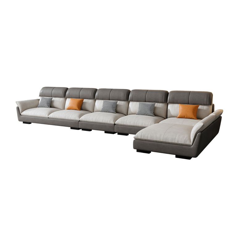 Scandinavian Stain-Resistant Faux Leather L-Shape Cushion Back Sofa