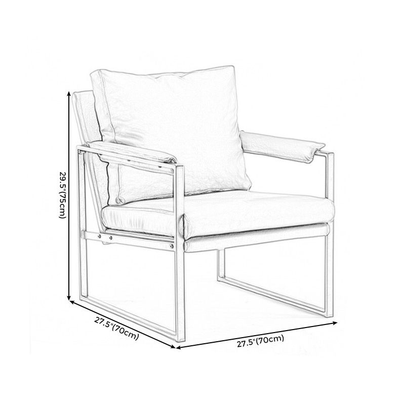 Square Arms 27" W Sled Based Faux Leather Arm Chair with Pillow Back