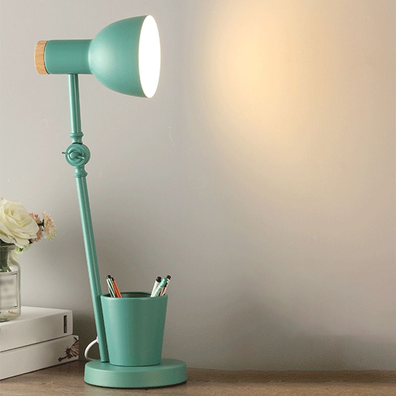 Lampada da scrivania per sala studio con braccio oscillante Lampada da lettura in stile Macaron a 1 testa in metallo con portapenne