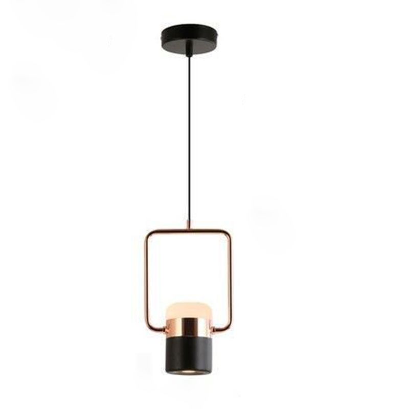 Zylindrische Anhängerlampe moderne minimalistische Metallhängelampe mit Rechteckring für Esszimmer