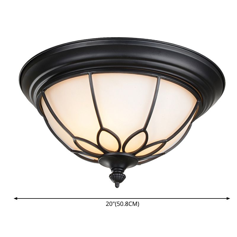 American Ceiling Light 1 Head Frosted Glass Lampshade Painted Ceiling Tray Bedroom Ceiling Lamp
