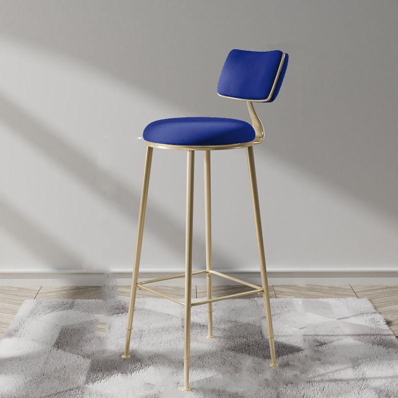 Glam Metal Barstool Fabric Counter Stool in Matte Finish for Indoor