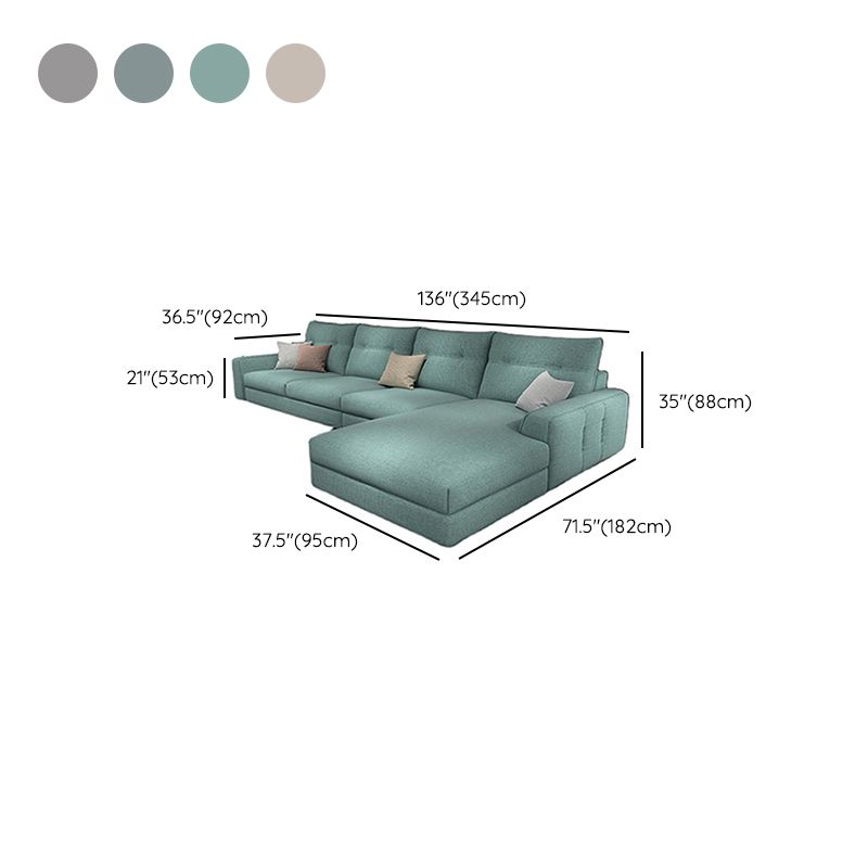 Tufted Back Sectional with Bolster Pillows Sqaure Arm Sectional