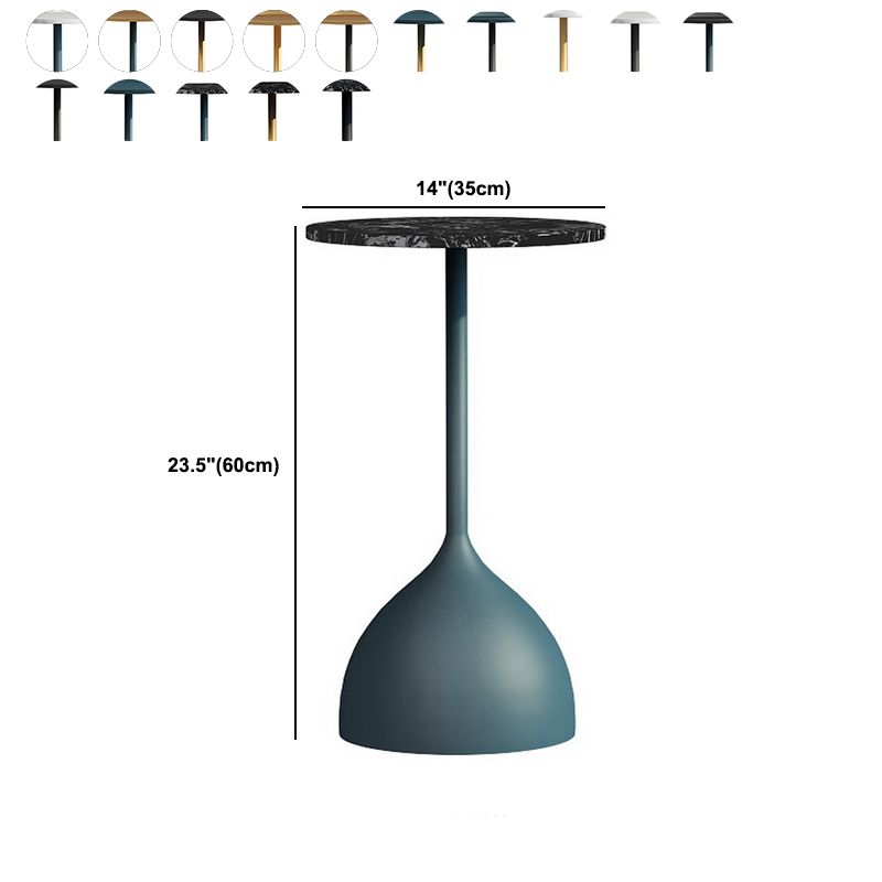 Modern Metallic Pedestal End Table 23.6" Tall Round Side Table