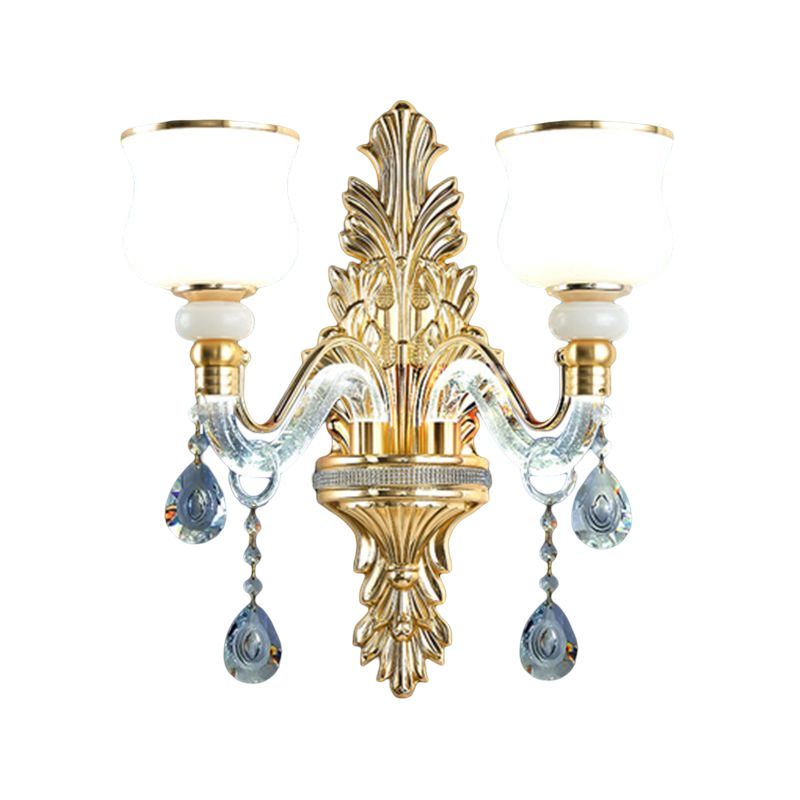 Golden 1/2-Light Modern Wall Mounted Sconce LED Crystal Wall Light