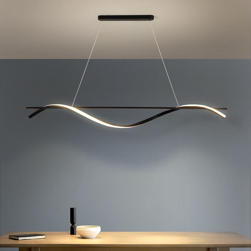 Waves Island Chandelier Lights Contemporary Metallic Chandelier Lighting Fixtures for Dining Table
