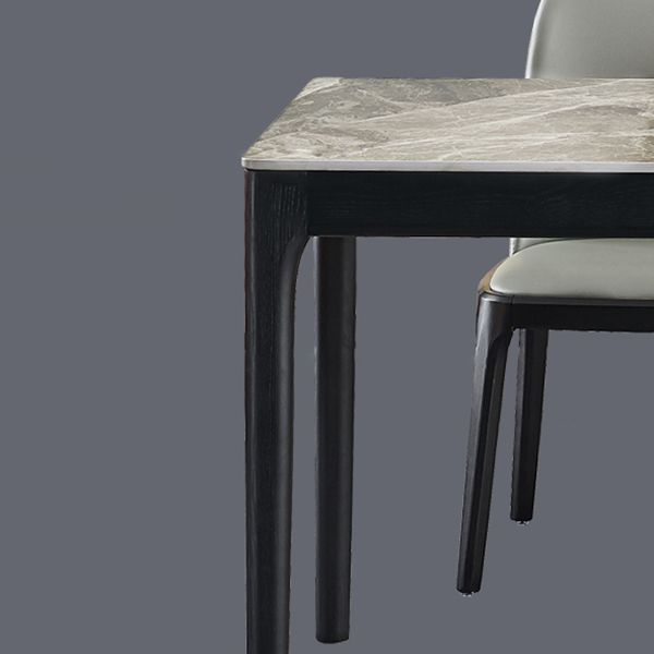Rectangle Mid-Century Modern Dining Table Two-Color Fixed Table with Sintered Stone