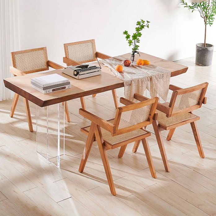 Traditional Style Dining Chair Arm Chair with Wooden Legs for Kitchen