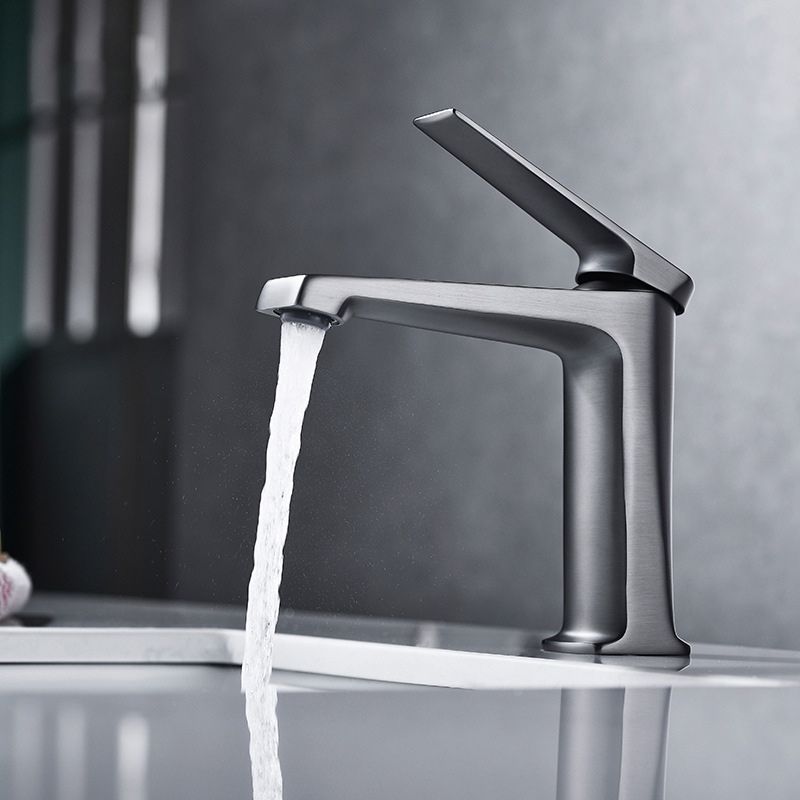 Modern Lavatory Faucet Brass Lever Handles Low Arc Bathroom Faucet