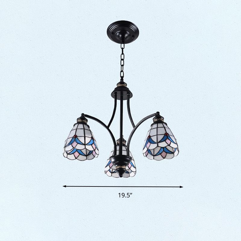 Scrolling Bran Tolorage Tanage lustre Méditerranée 3/5/8 Lumières Éclairage d'éclairage de suspension noire