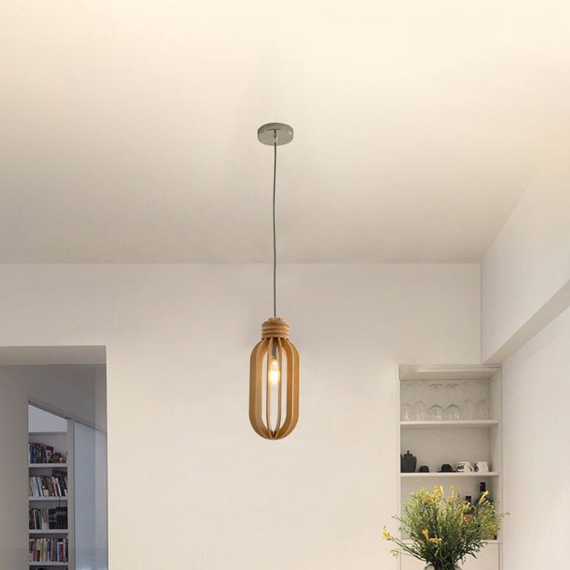 Pendulum a pendolo a gabbia in legno moderno ciondolo sospeso in legno per sala da pranzo