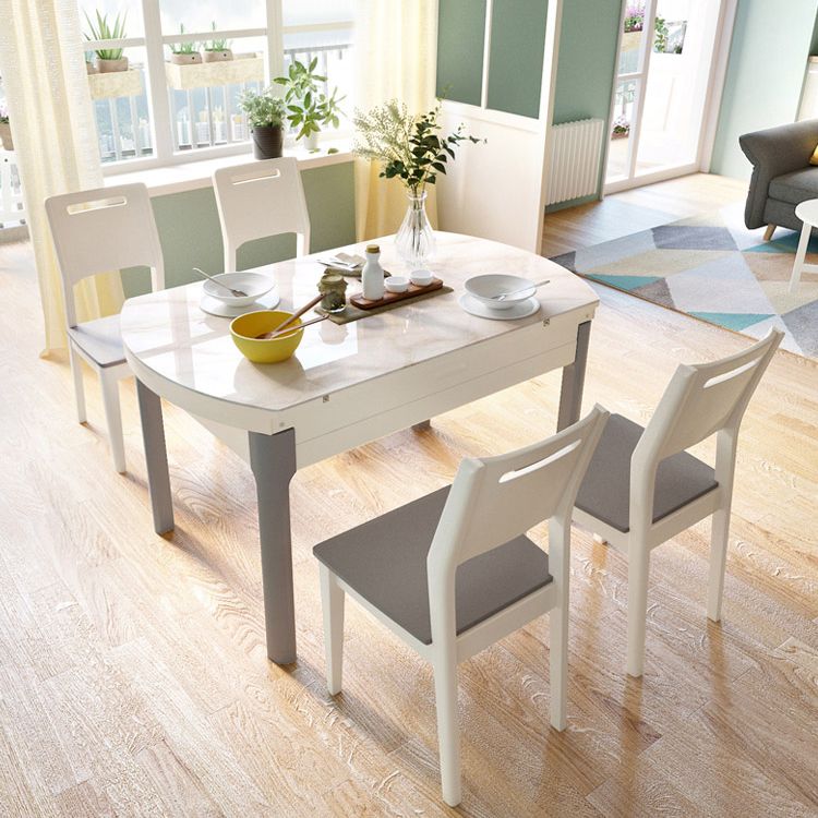 Contemporary Dining Table for Home White Dinette Table with Wooden Frame