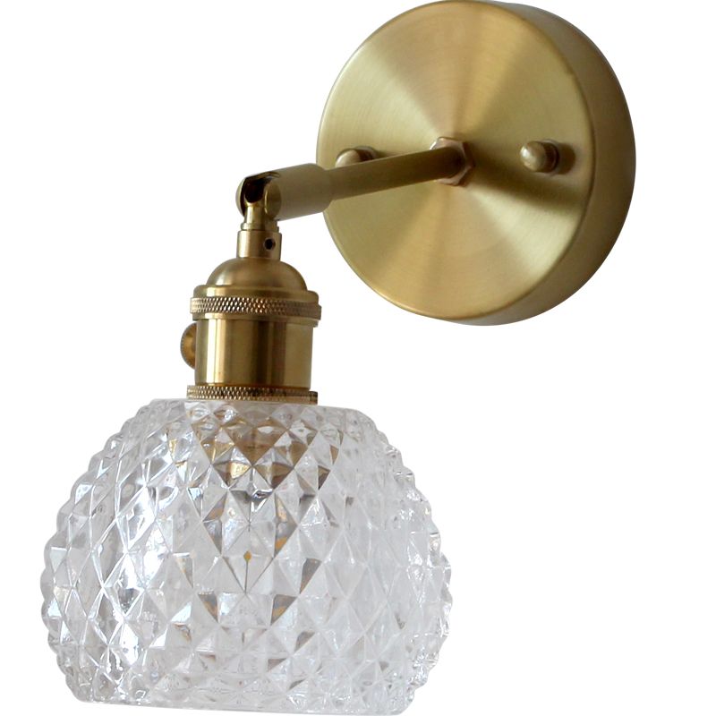 Halbball-Schlafzimmer Wand Leselampe einfaches Gitterglas 1-Licht goldene Wandmontage Licht
