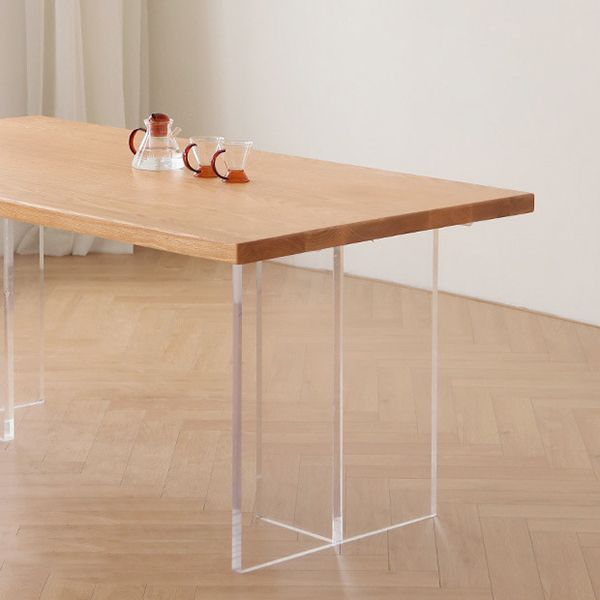 1/2/5 Pieces Rectangle Dining Set Modern Solid Wood Dining Table with Chairs