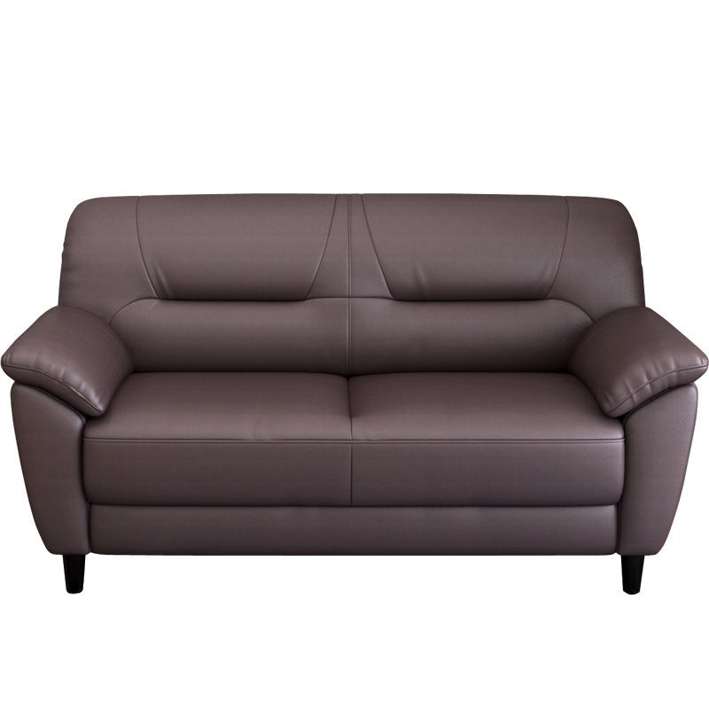 Brown Leather Flared Arm Setee Standard Loose Back Settee Furniture