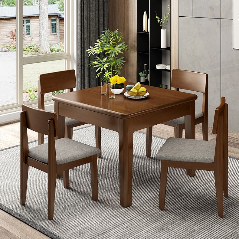 Modern Style Solid Wood Furniture 1/5 Pcs Square Shape Dinette Table with Chair