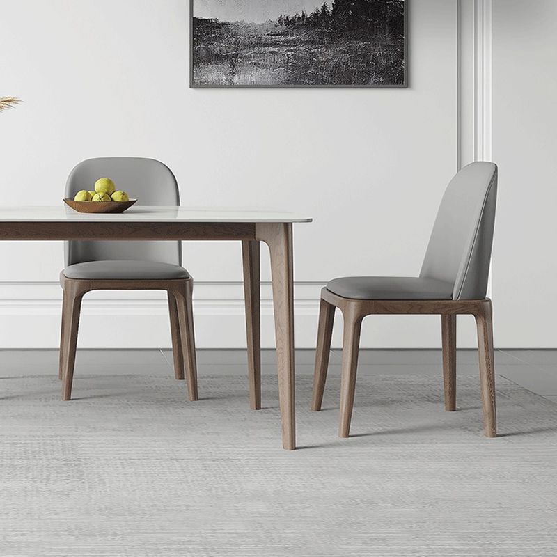 Contemporary Style 1/2/5 Pieces Dining Chairs Set Rectangle Stone Furniture in White