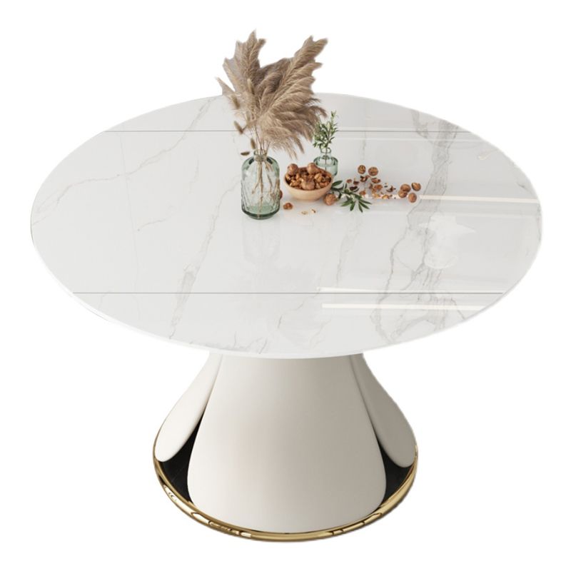 53'' Luxury Sintered Stone Dining Table Extendable Rectangle Table with Metal Pedestal