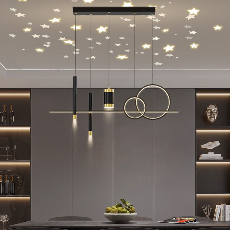 6/7-Light Contemporary Black Kitchen Island Lighting LED Ceiling Light for Bedroom