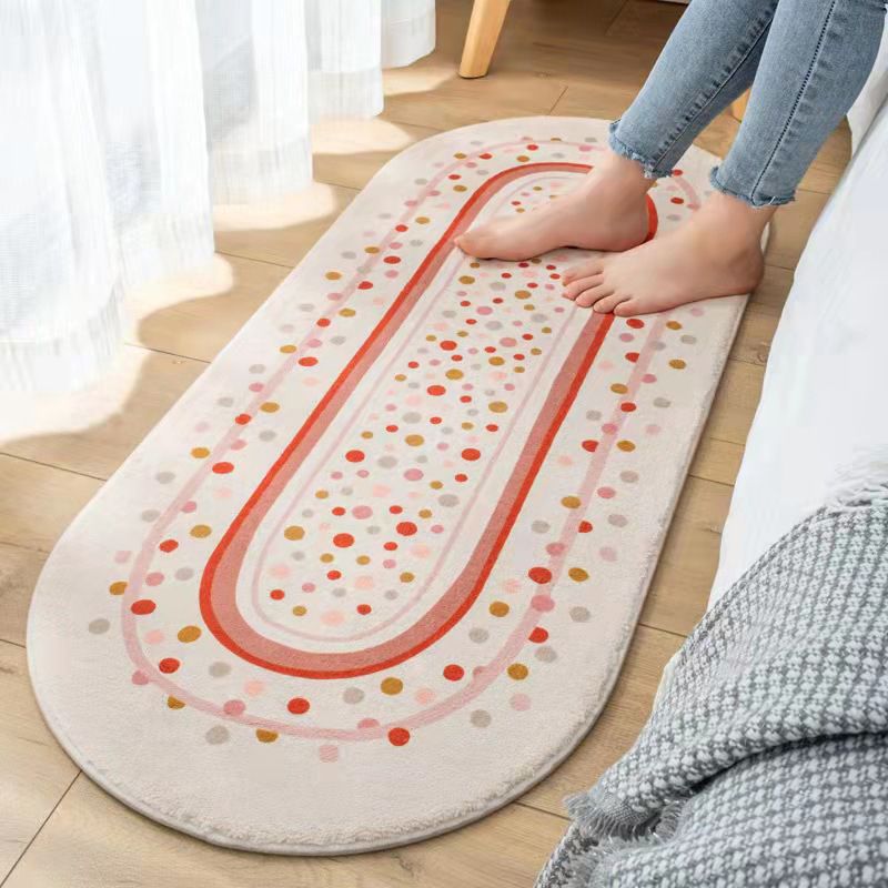 Orange Nordic Rug Polyester Striped Rug Non-Slip Backing Rug for Drawing Room
